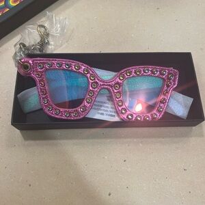 Kurt Geiger Metallic Pink Jeweled Sunglasses Bag Charm NWT!!